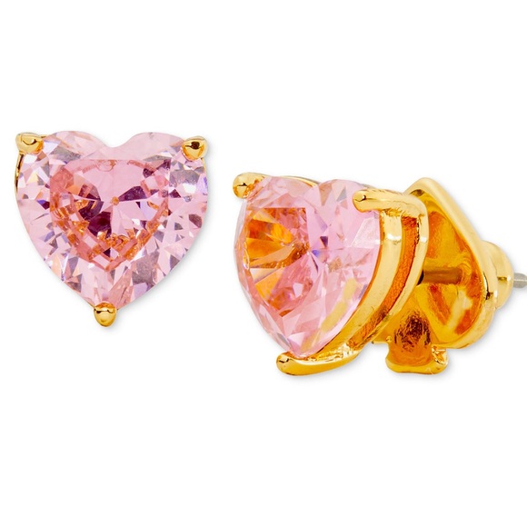 New Kate Spade Gold-Tone Stone Heart Stud Earrings - Picture 1 of 9
